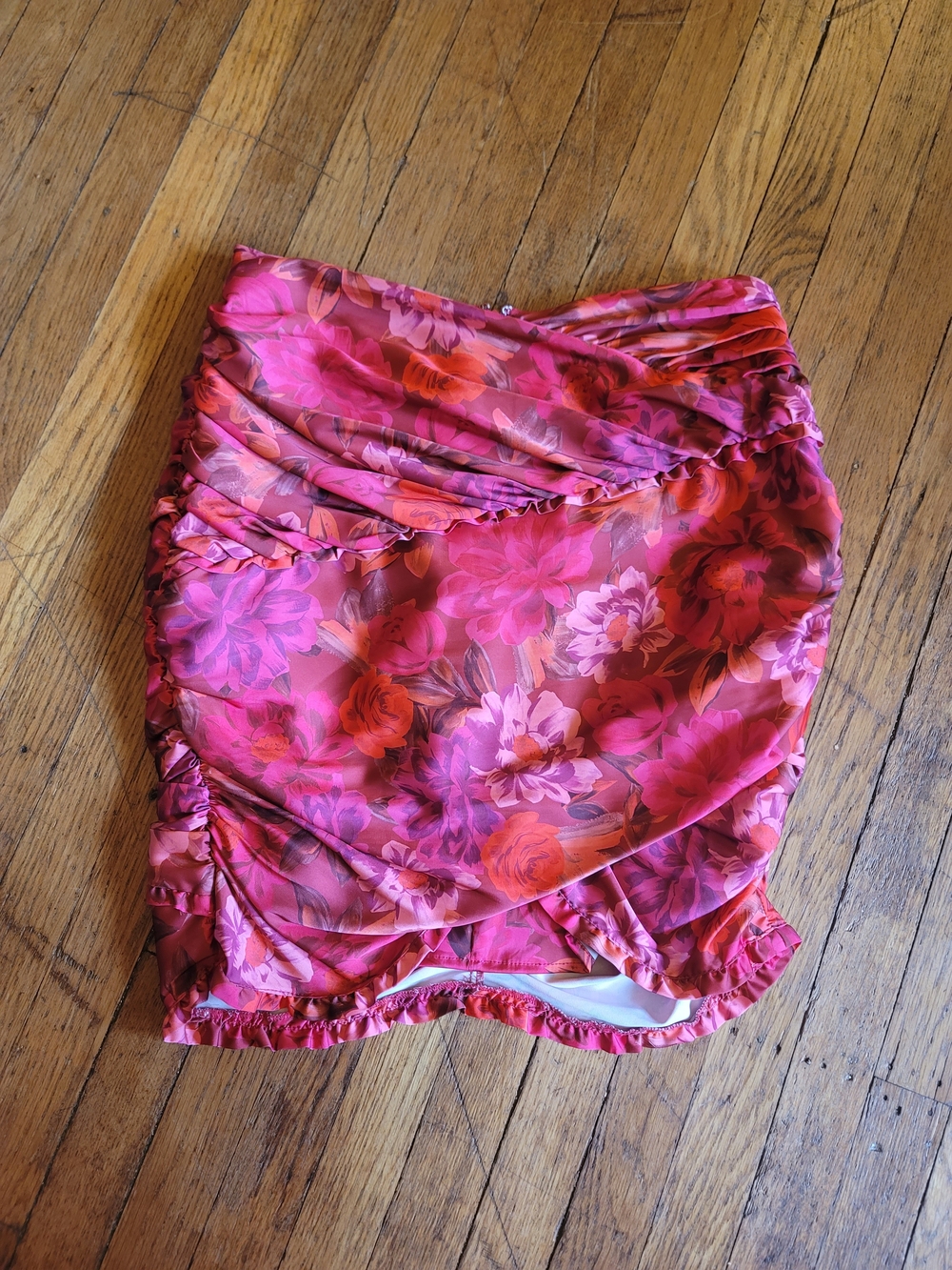 For Love & Lemons Pink Floral Mini Skirt